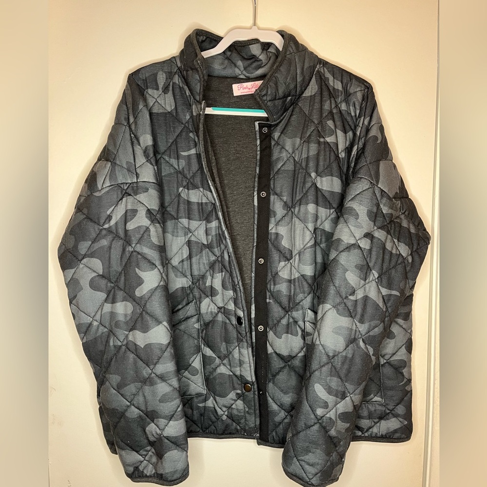 Pink Lily Camo Bomber Jacket